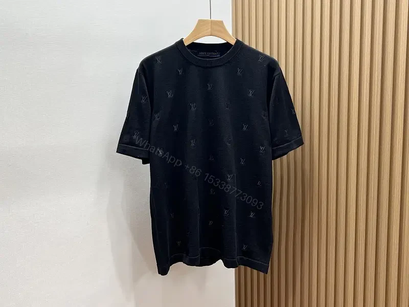 Black Monogram Knit Tee: Subtle Texture, Everyday Luxury — view 1
