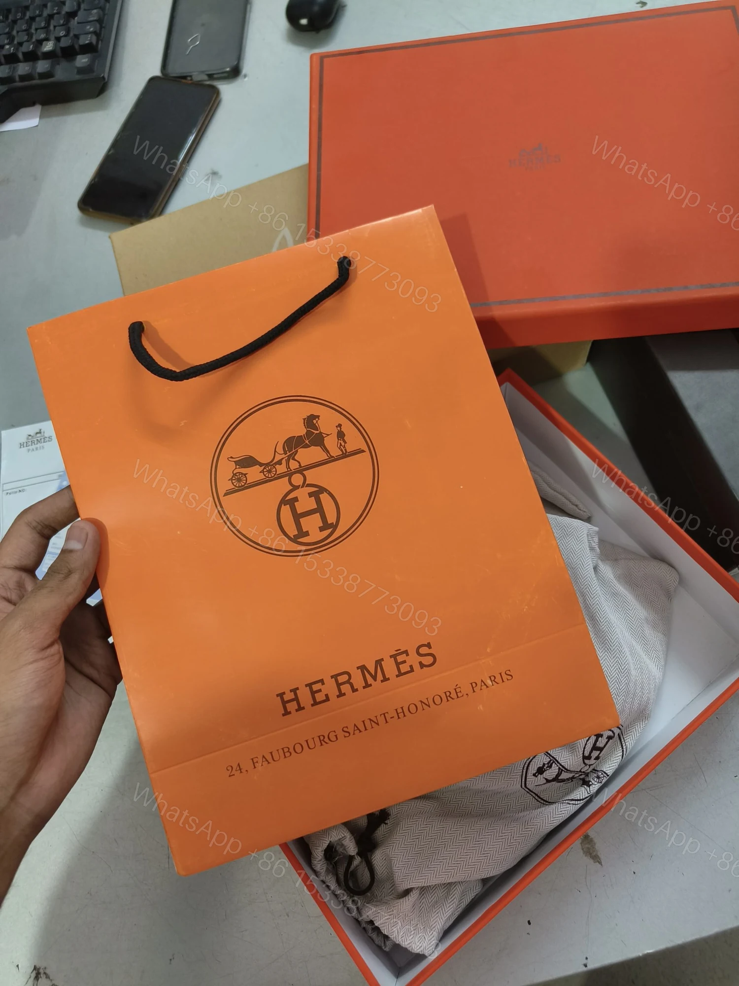 View 3 of FIRST COPY Hermes pink drill diamonds flats