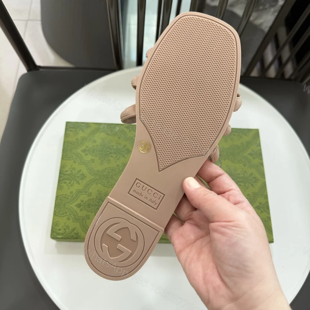 View 4 of GUCCI WOMEN’S INTERLOCKING G SLIDE SANDAL LIGHT BEIGE 780307 J8700 2526