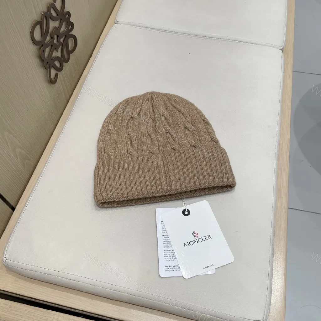View 3 of Taupe Cable Knit Beanie – Subtle Luxury, All-Season Warmth
