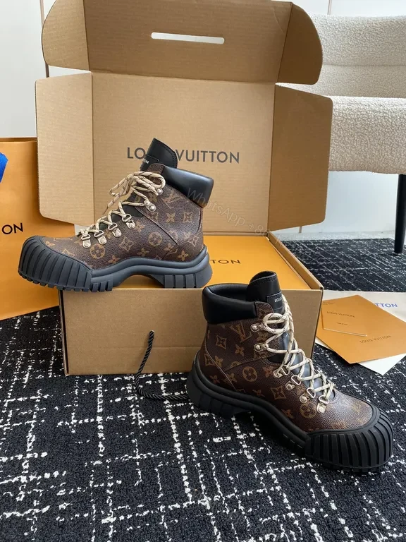 View 7 of Bold Monogram Boots: LV-Inspired Luxe Mid-Top Sneakers