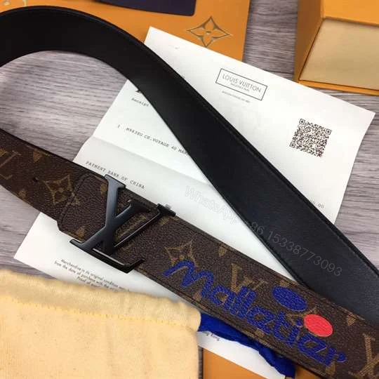 View 7 of LOUIS VUITTON LV INITIALES BELT MONOGRAM LOGO STORY 40MM BROWN – B129