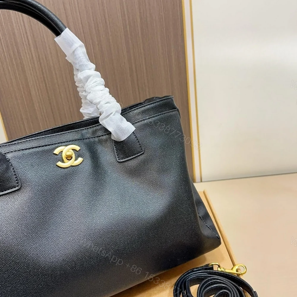 View 4 of Chanel Executive Cerf Tote Gold Tone In Black 36Cm