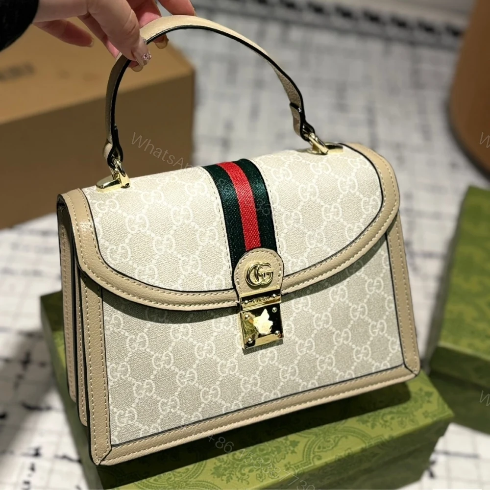 View 2 of Gucci Ophidia Small Top Handle Bag Beige 25Cm