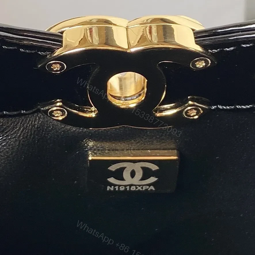 View 4 of Chanel Mini Shopping Bag Handbags Shiny Leather Lock Gold 31cm