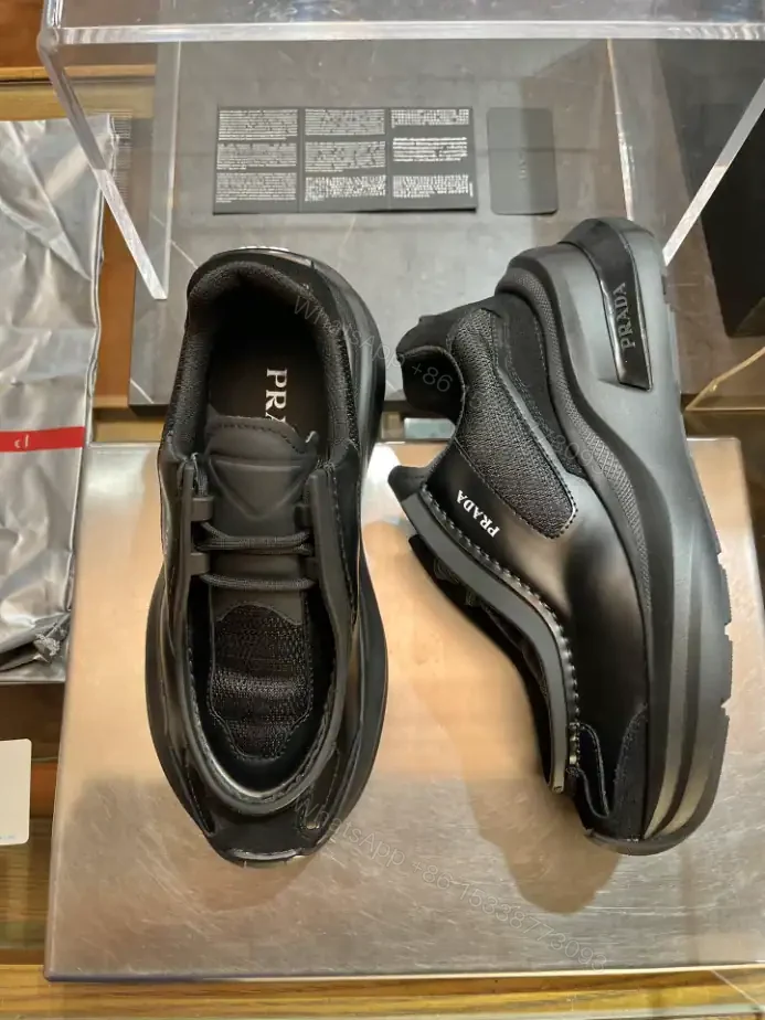 View 5 of PRADA BRUSHED LEATHER SNEAKERS BIKE FABRIC SUEDE – PRD013