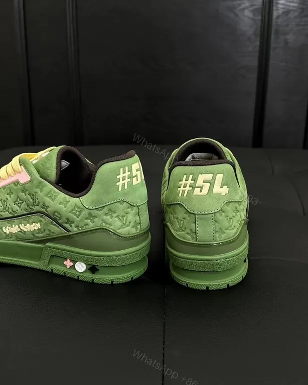 View 9 of Green LV-Style High-Top Sneakers with Signature Motif