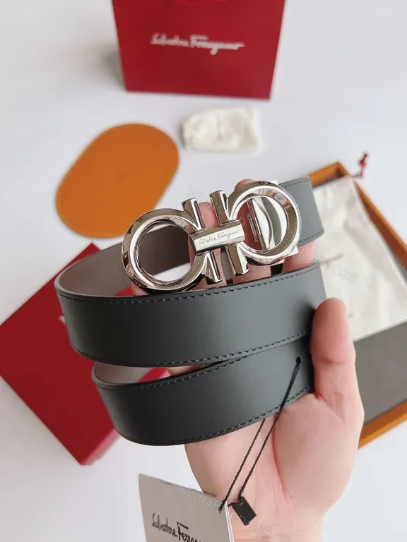 View 2 of Iconic Gancini Calfskin Belt â€“ Silver Buckle, 3.5cm