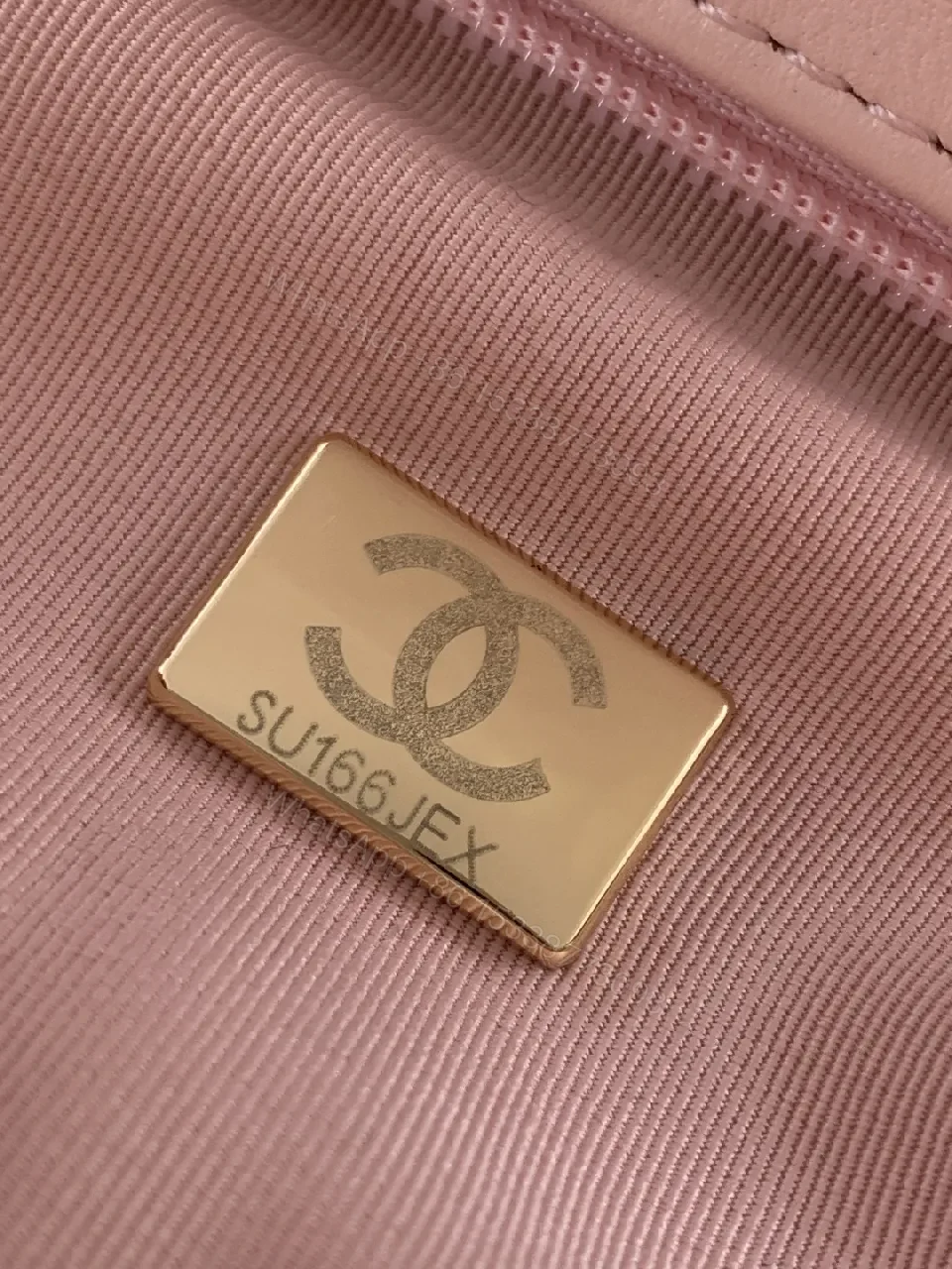 View 8 of Soft Pink Leather Quilted Mini Bag with Gold Hardware