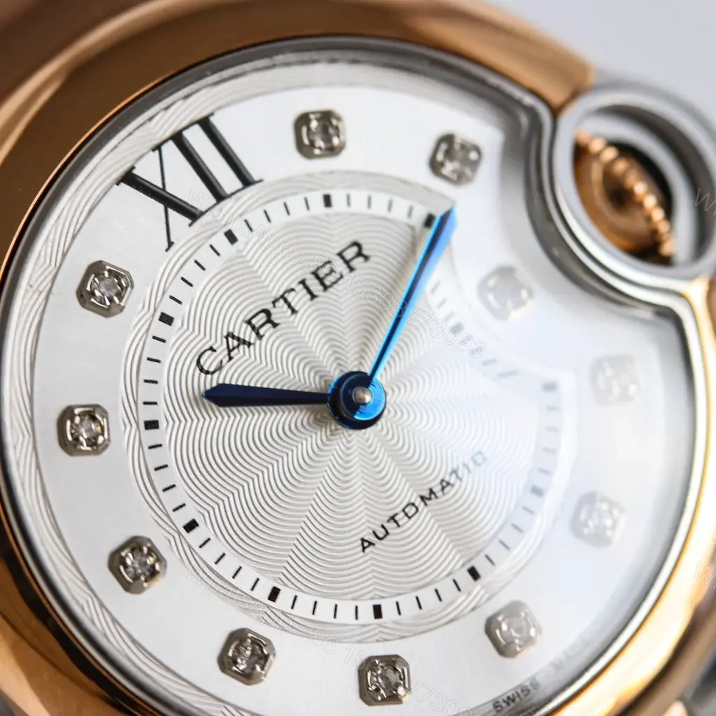 View 5 of TW Factory Cartier Two-Tone Stainless Steel and Rose Gold Automatic Watch with White Dial and Diamond Markers