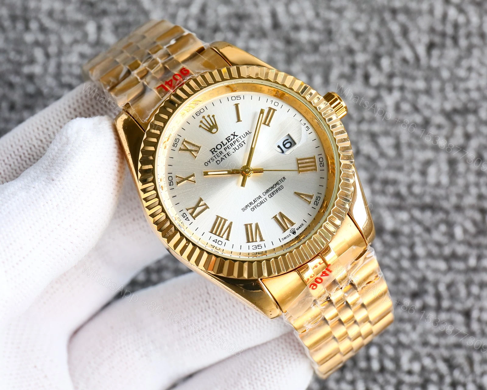 View 2 of Rolex Datejust Roman Numeral Dial Gold In White 41Mm