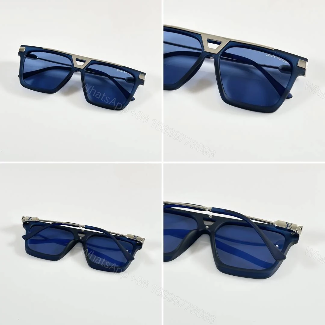 View 2 of First Copy Louis Vuitton Black Aviator Frame Blue Lens Men’s Sunglasses