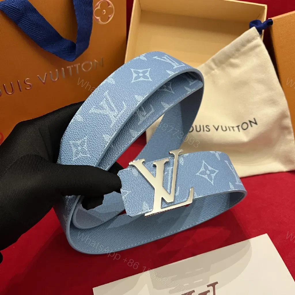 View 3 of Blue Monogram Belt: Luxe Chic Casual-to-Formal Accessory