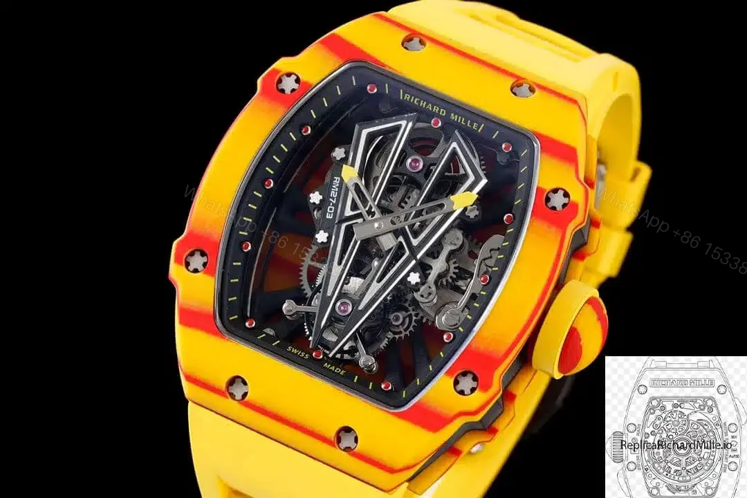 View 6 of Replica RM 27-03 Rafael Nadal Tourbillon Yellow Rubber Strap