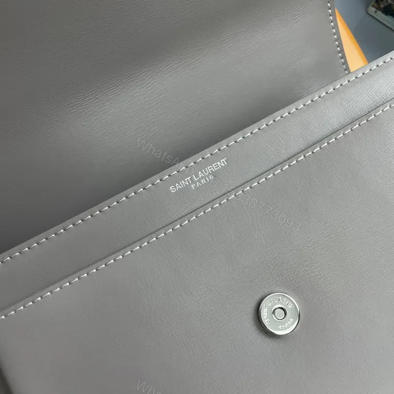 View 2 of Taupe Leather Structured Crossbody with YSL Hardware
