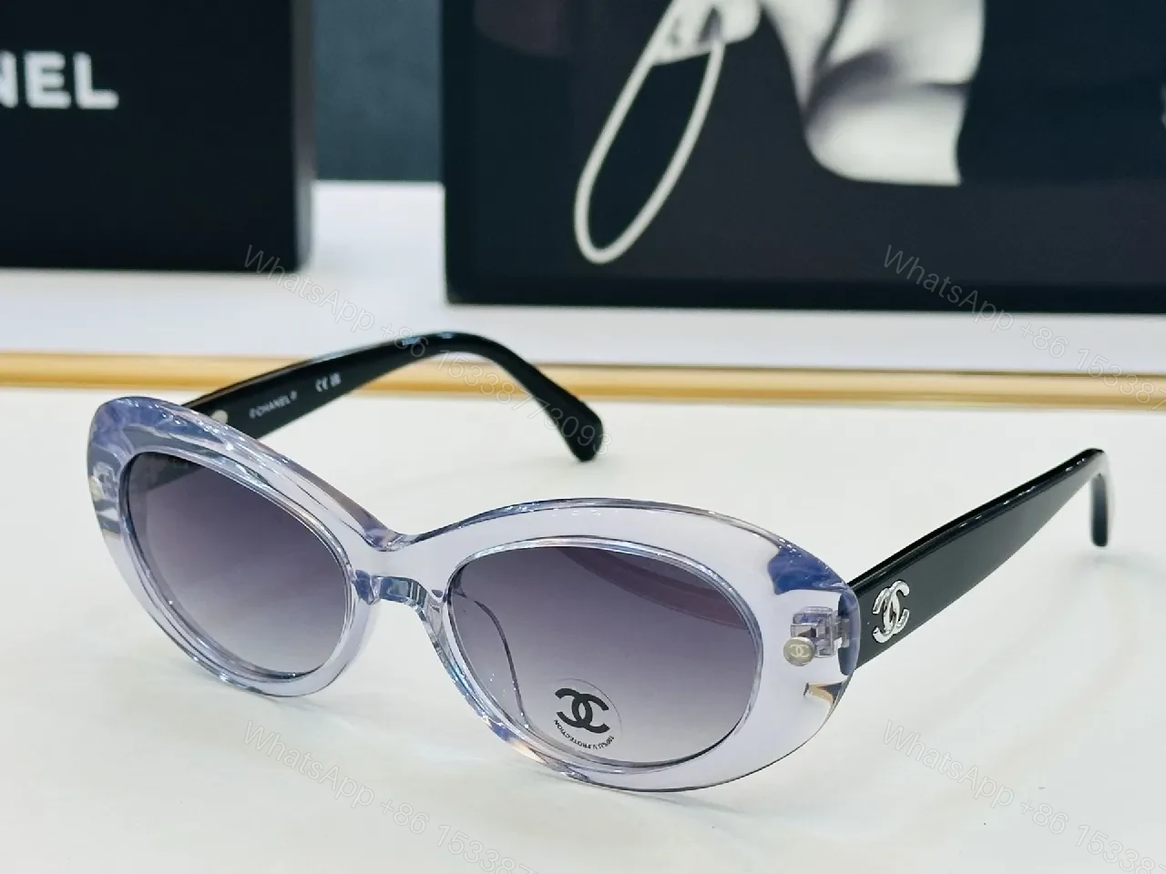 View 7 of Chic Black Cat-Eye Sunglasses with Gold Detailing