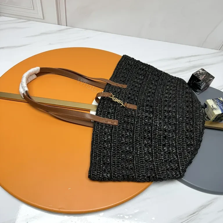 View 3 of Textured Crochet Tote: Luxury YSL-Inspired Hardware Bag