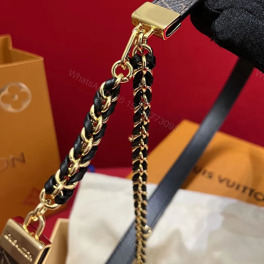 View 9 of Chic Leather & Chain Belted Necklace - Black & Gold Finish