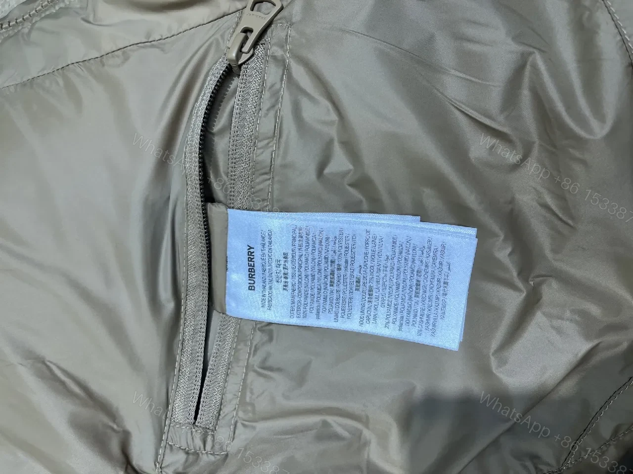 View 7 of Camel Quilted Puffer Jacket: Insulated, Plaid-Lined Luxury Coat