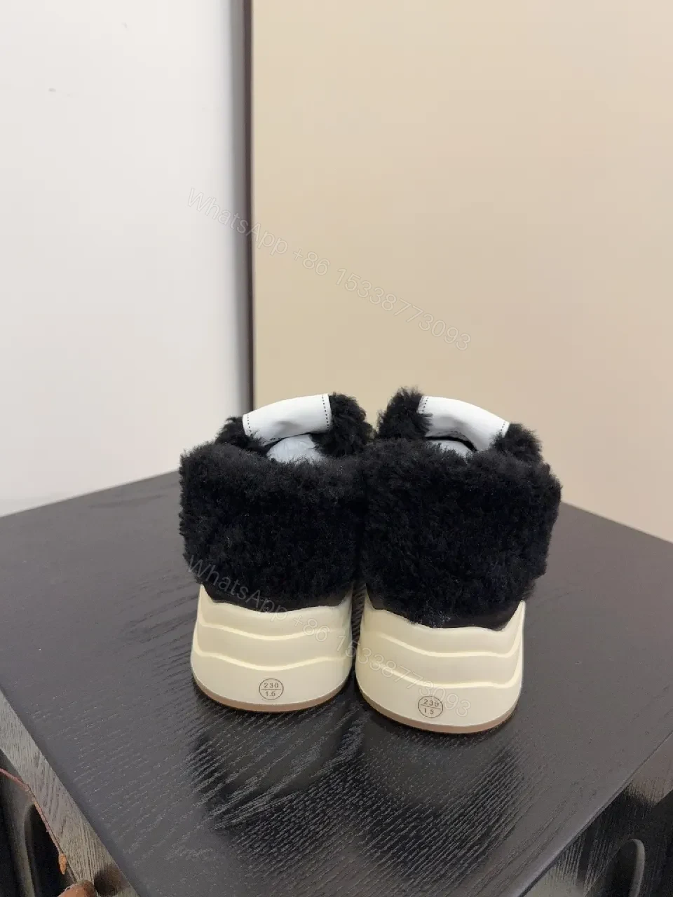 View 4 of Chic Leather High-Top Sneakers with Plush Warmth and Accents