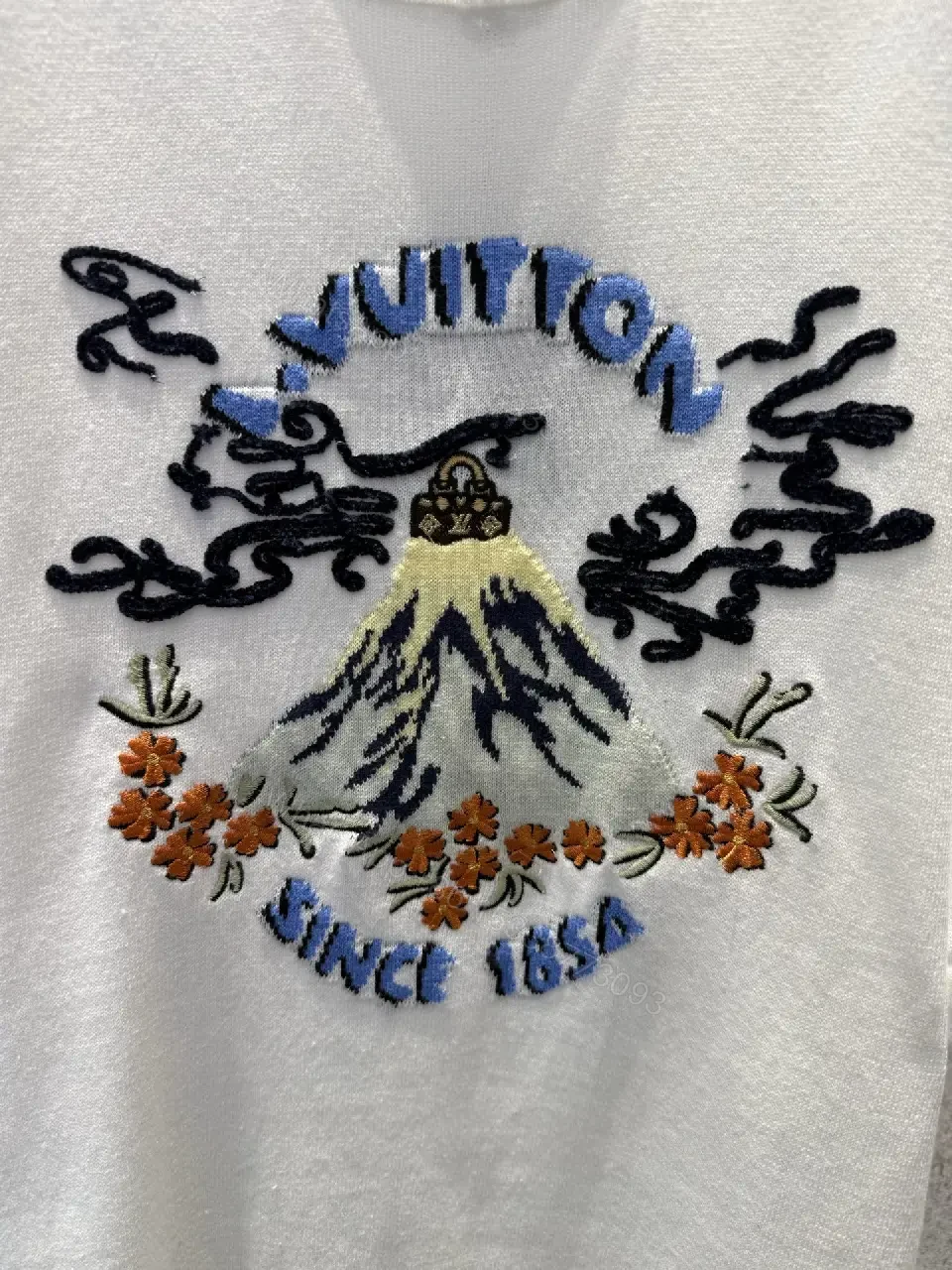 View 10 of White Embroidered Graphic Tee with Luxe Motif - Casual Luxury Top