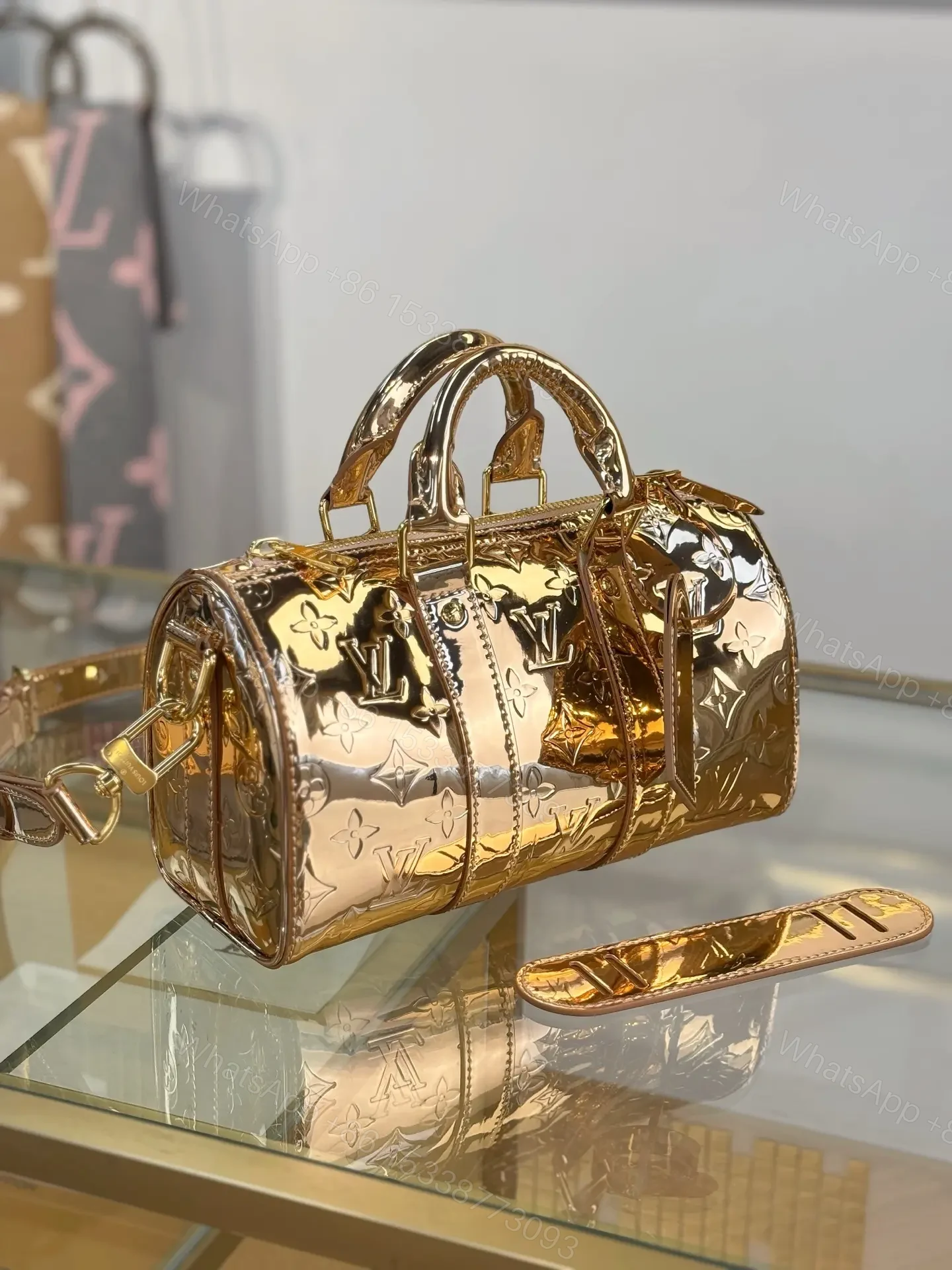 View 2 of Louis Vuitton Limited Edition Gold Monogram Miroir Speedy 30 bag