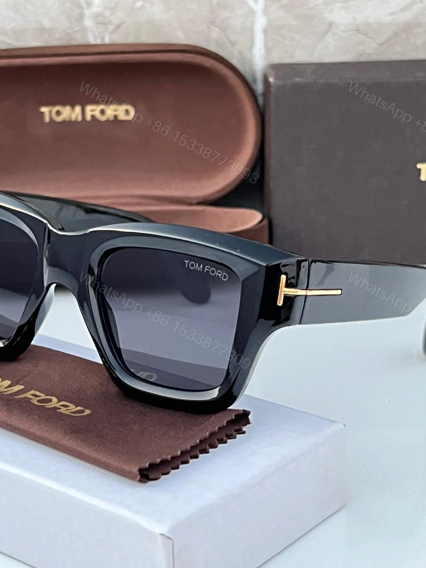 View 2 of Tom Ford Rectangular Black Sunglasses