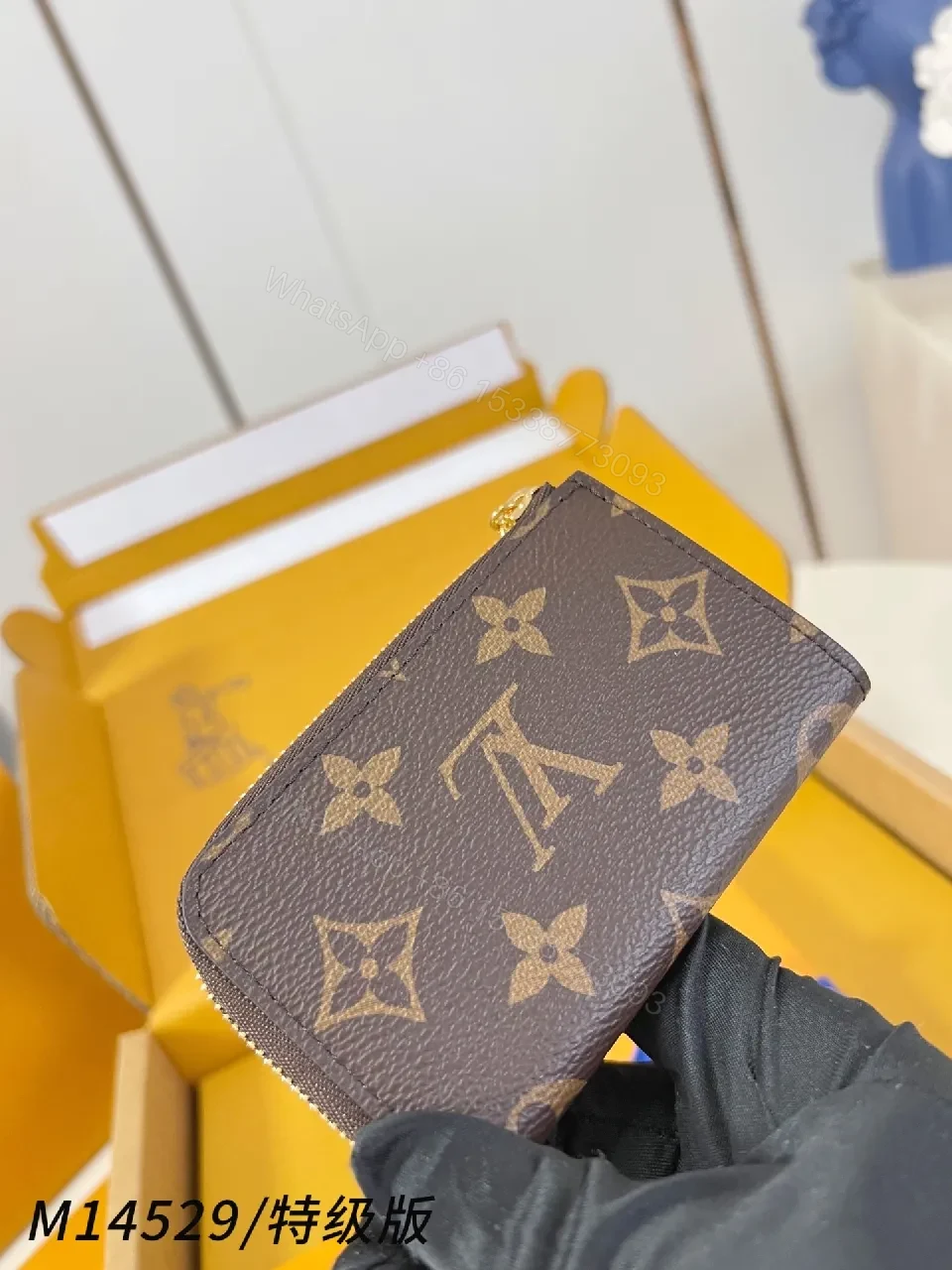 View 3 of Monogrammed Compact Leather Wallet: Slim Luxury Cash Cardholder