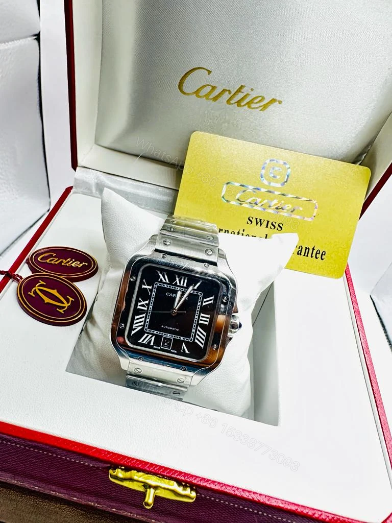 Cartier Santos Automatic Black Dial Watch — view 1