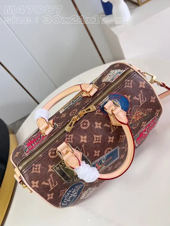View 4 of Boho-Chic LV Patchwork Satchel: Elevated Everyday Luxury