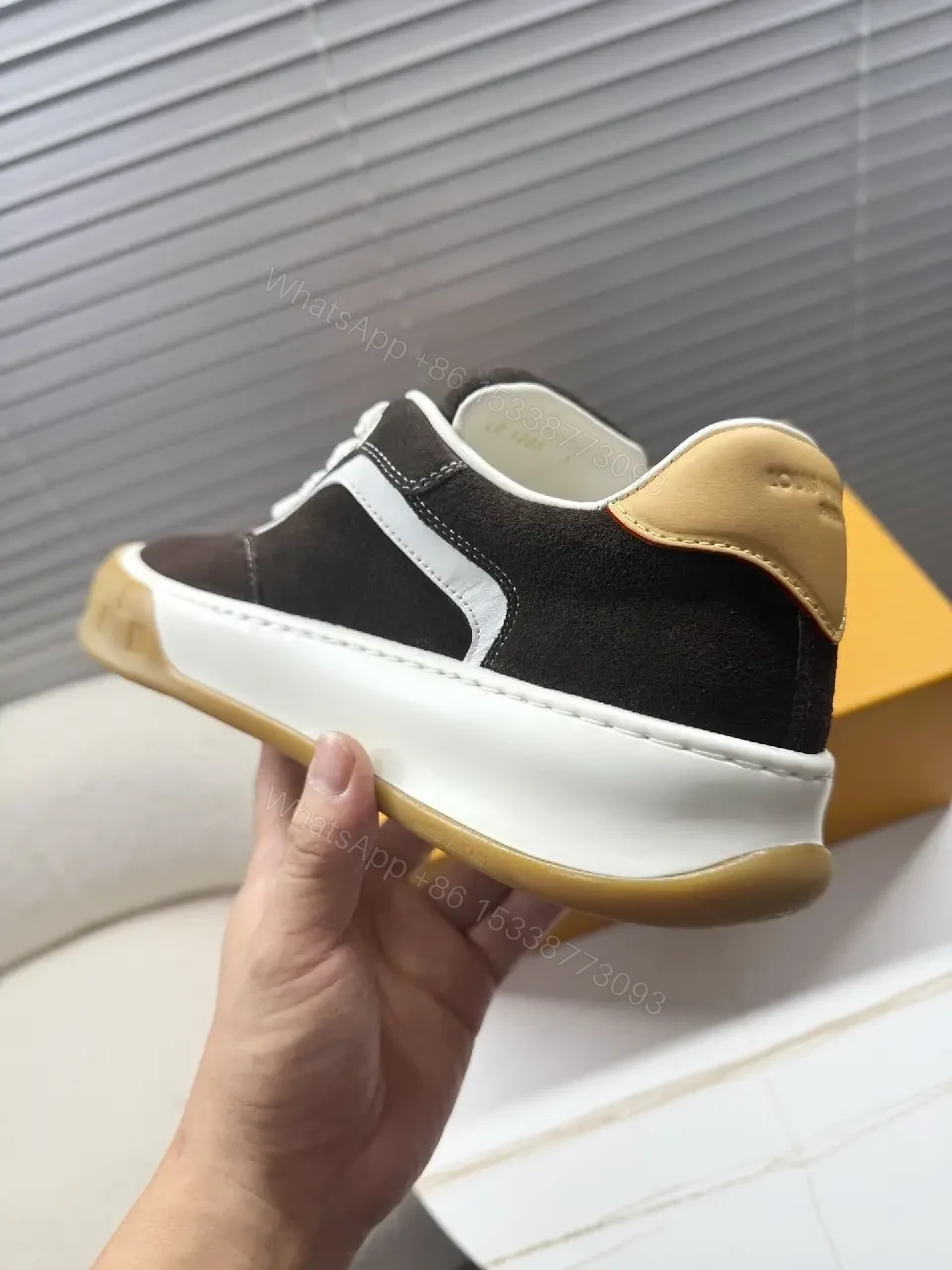 View 2 of Two-Tone Suede Mesh High-Tops with Luxe Detailing Sneakers
