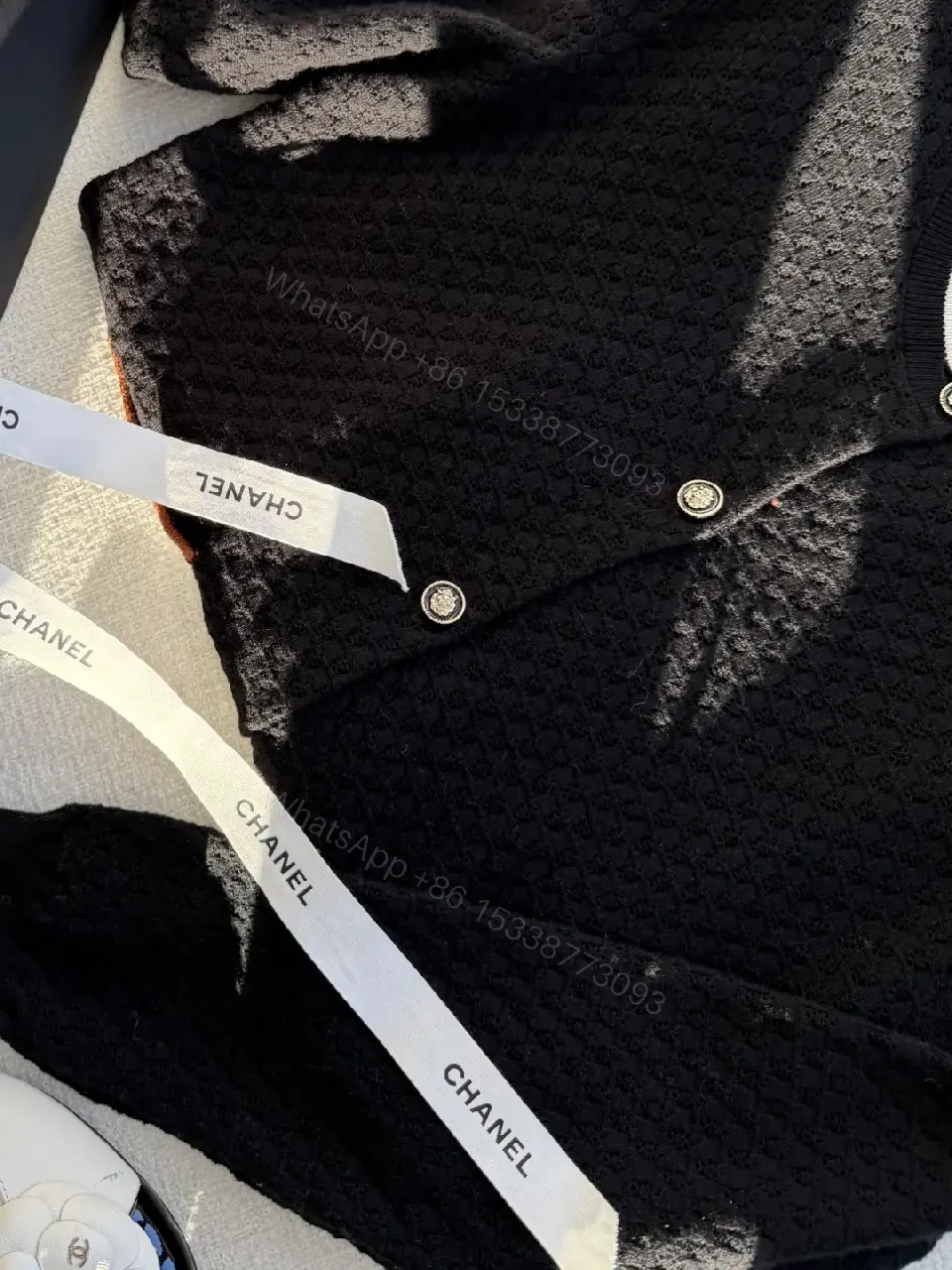 View 6 of Structured Knit Cardigan: Black, Wool Blend, Classic, Button Front, Cardigan