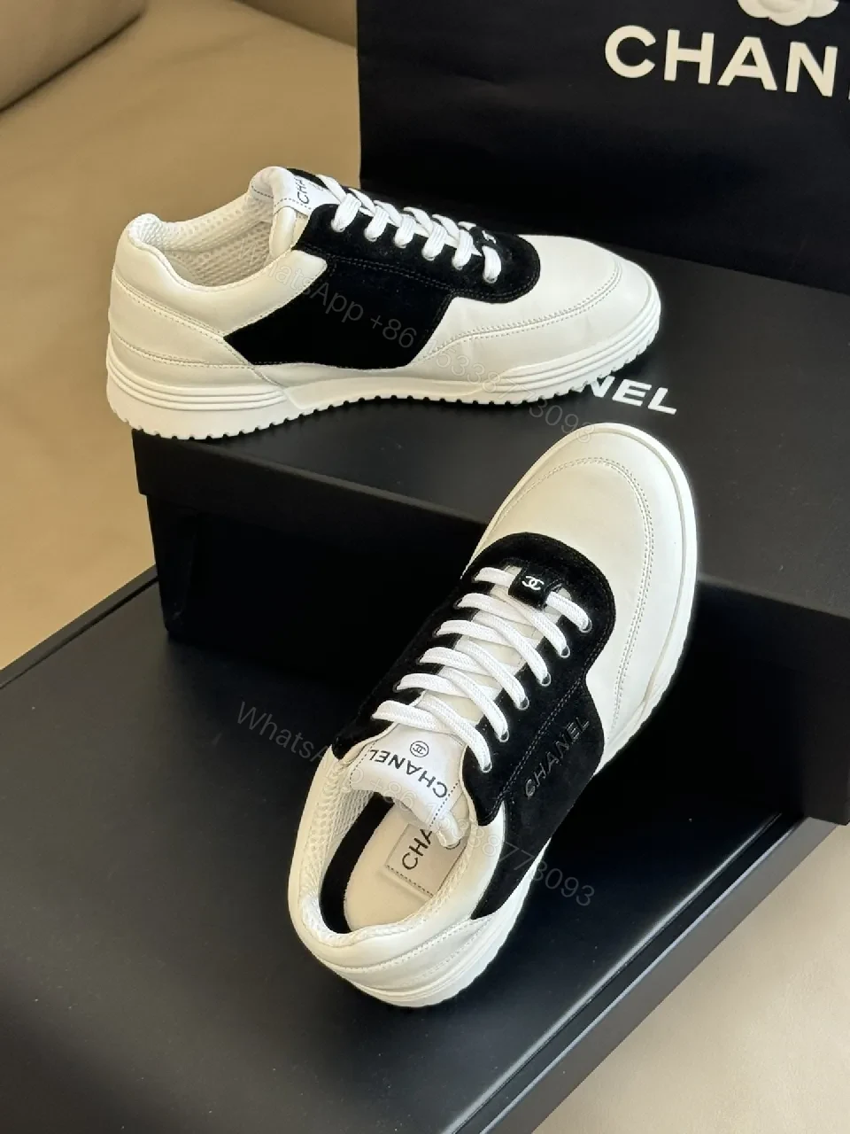 View 6 of Monochrome Leather Sneaker: Refined Comfort & Contrast