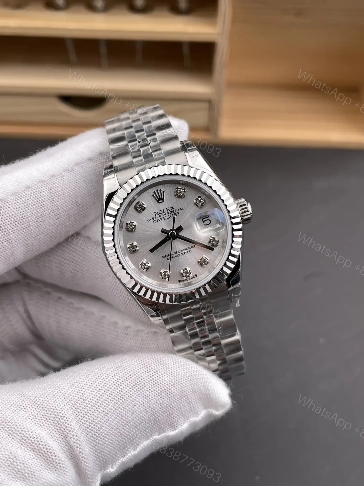 View 2 of Rolex Datejust 28 Stainless Steel Fluted Jubilee MOP 178274-0042