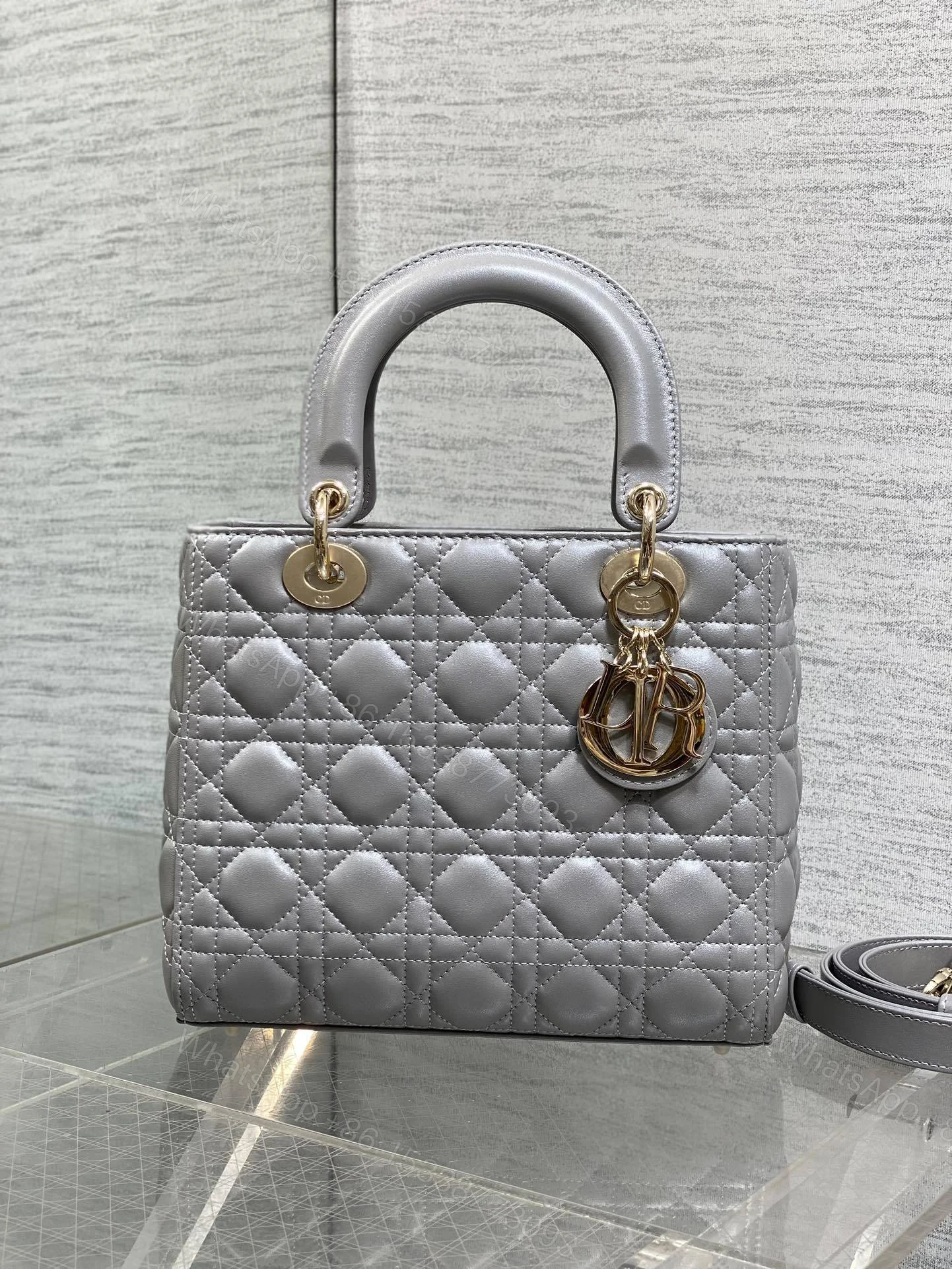View 2 of Dior Medium Lady in Grey Gold Hardware
