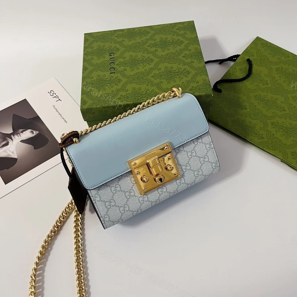 View 3 of Gucci Padlock Small Shoulder GG Supreme Dusty Blue 20Cm ‎
