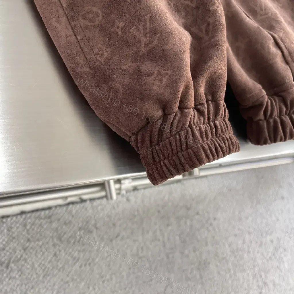 View 7 of Brown Monogram Zip Hoodie Jacket — Urban Luxury Warmth