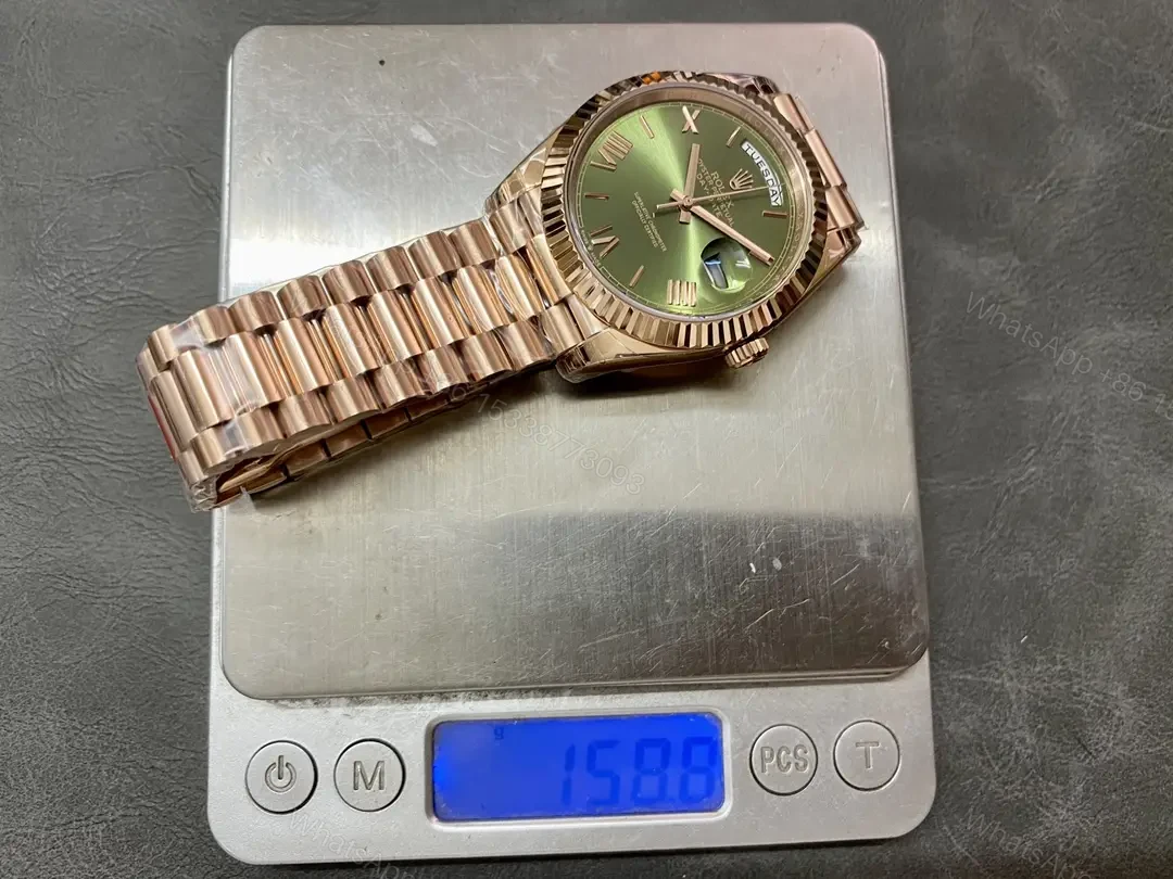 View 9 of Rolex Day-Date 40 Yellow Gold Fluted Green Ombré Dial Watch 228238-0069