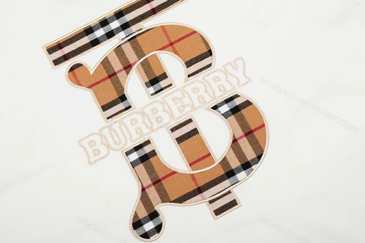 View 4 of White Plaid Logo Graphic Tee, Premium Cotton, Casual Luxe