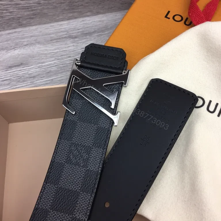 View 3 of Damier Graphite LV Belt: Luxury Black, Signature Buckle, Everyday Style