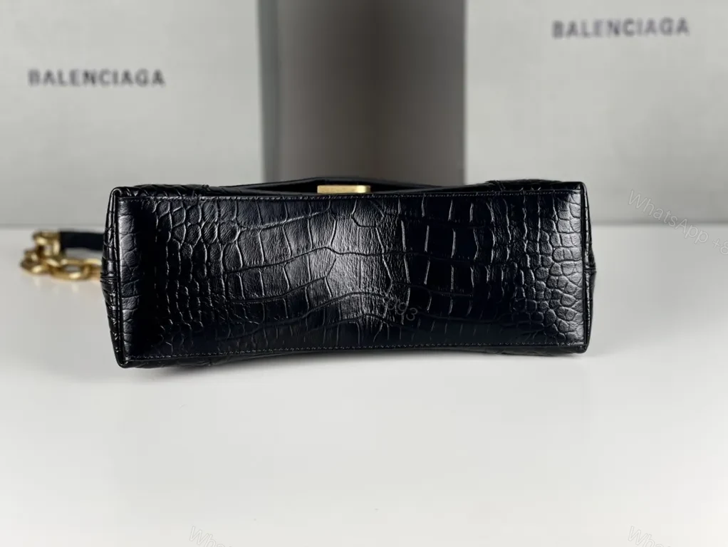 View 4 of Chic Crocodile-Texture Messenger Bag with Gold Accents