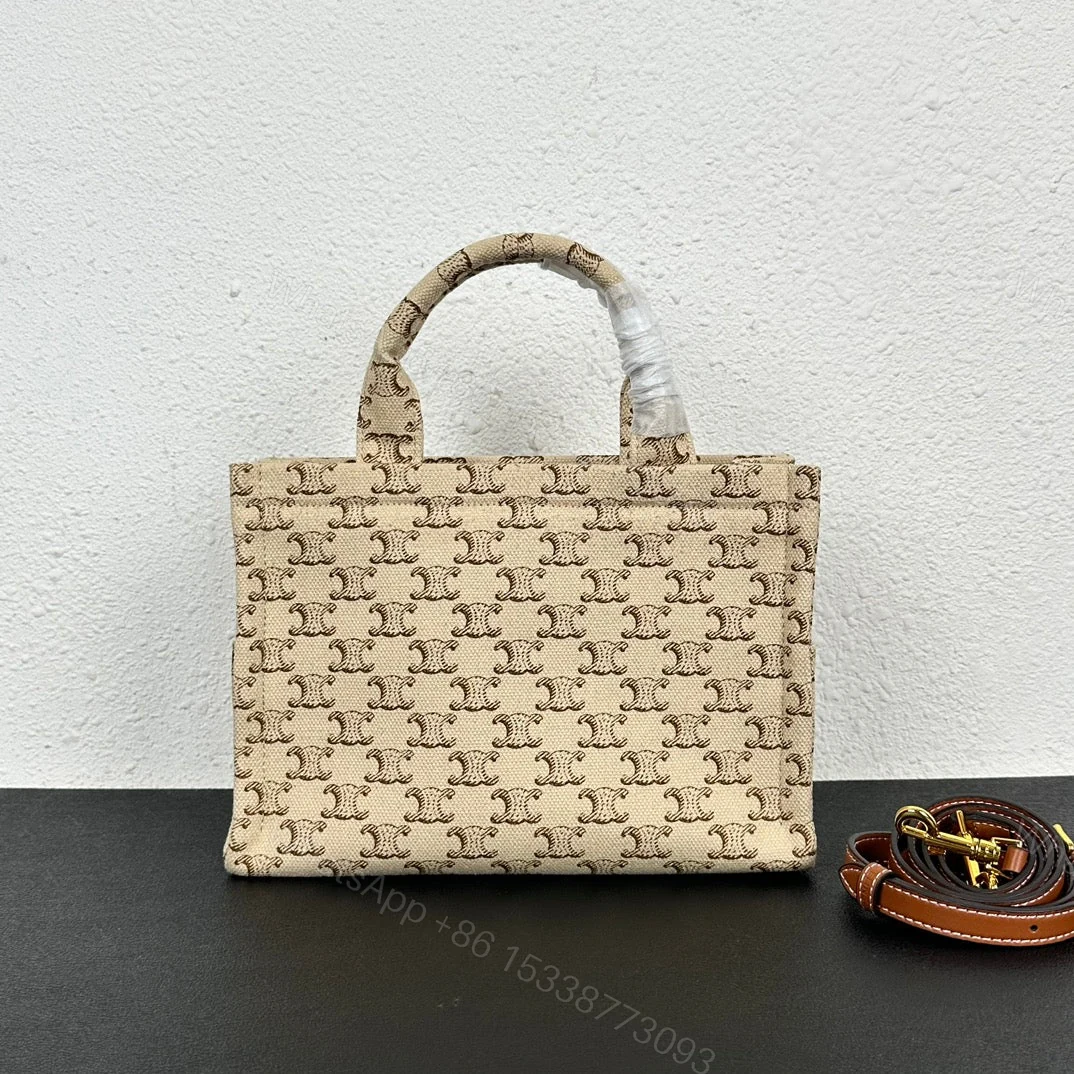 View 4 of CELINE SMALL CABAS THAIS IN TEXTILE WITH TRIOMPHE CANVAS PRINT AND CALFSKIN 25CM