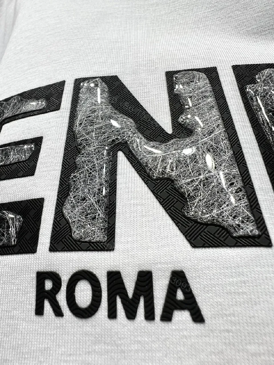 View 10 of White Cotton Logo Tee - Minimalist Luxury, Relaxed Fit, Front Fendi-Inspired Emblem
