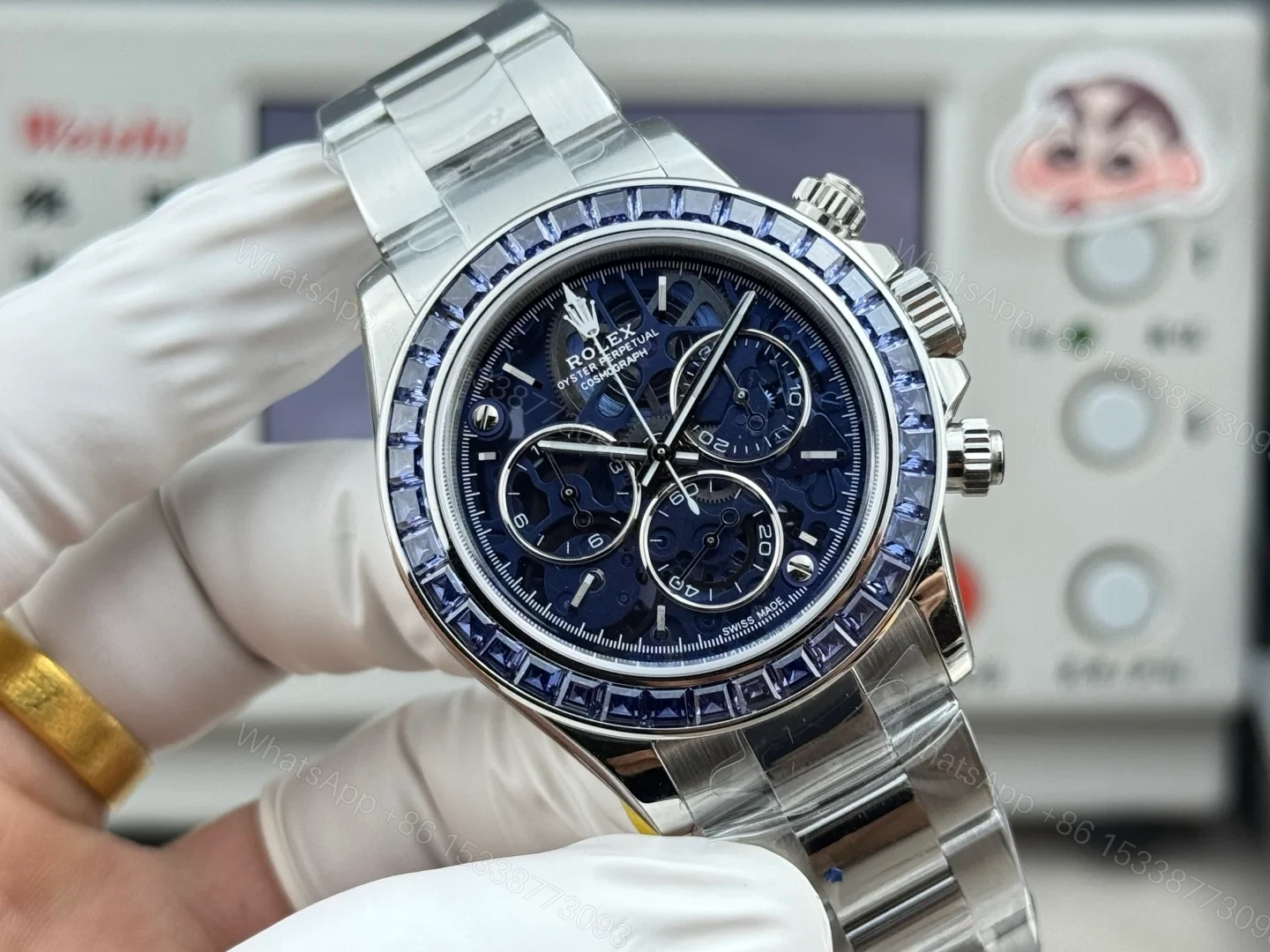 View 3 of Blue Diamond Daytona Chronograph Watch 40mm Oyster DAY-BLUE-DIAMOND-40MM-OYSTER