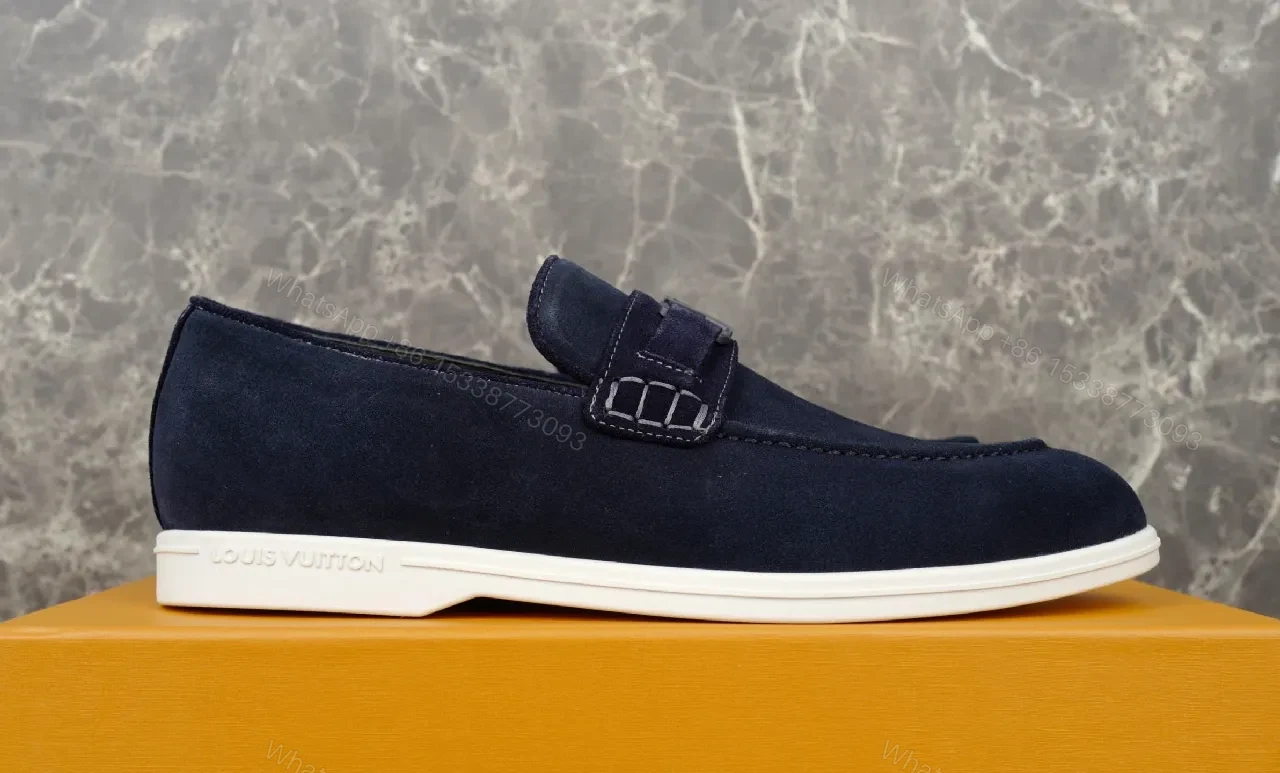 View 4 of Navy Suede Driver + Luxury-Luxe Band + Slip-On