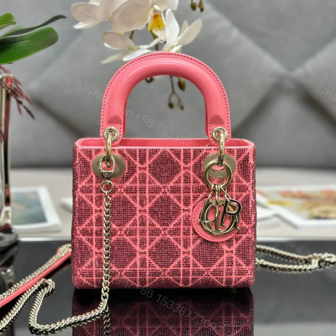 Dior Lady Super Pink Handbag with Beads 17x15x7cm — view 1