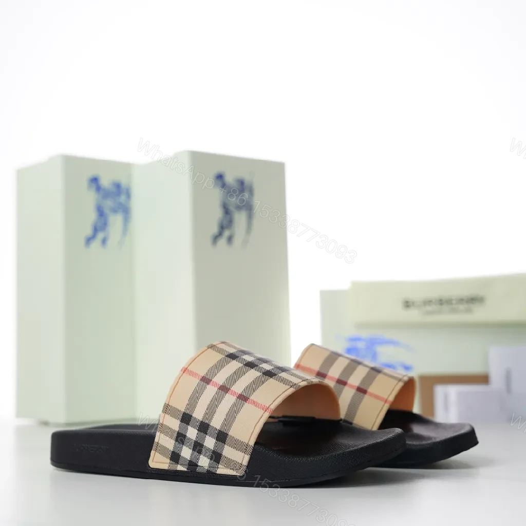 View 8 of Patterned Plaid Slide Sandals: Luxe Everyday Comfort