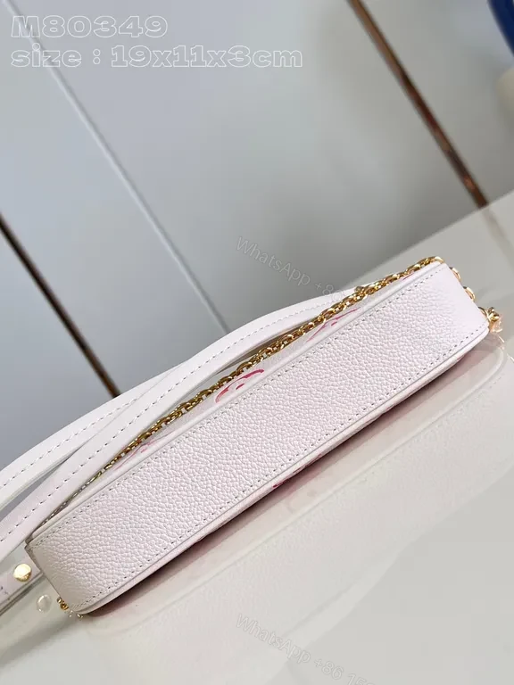 View 5 of Pastel LV-Inspired Leather-Textured Handbag