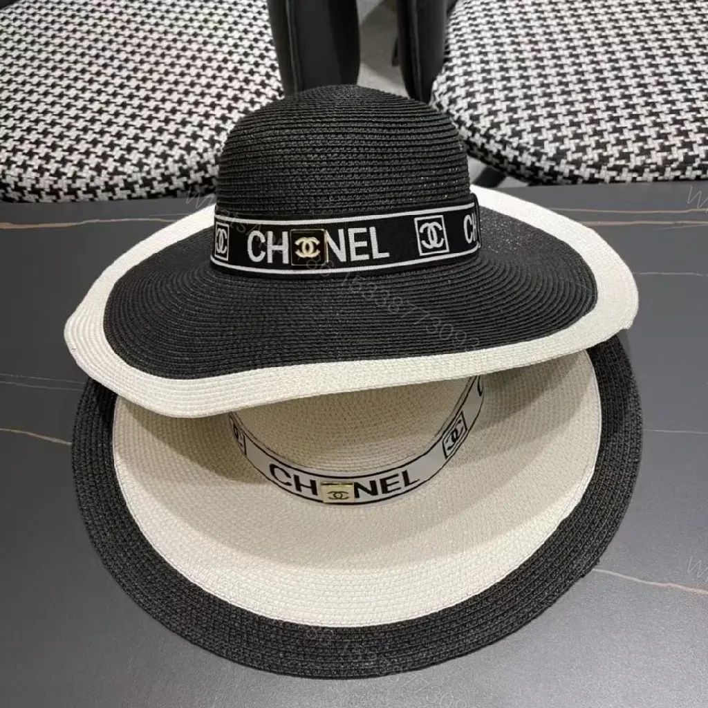 View 10 of Two-Tone Wide-Brim Straw Hat: Luxe Everyday Statement