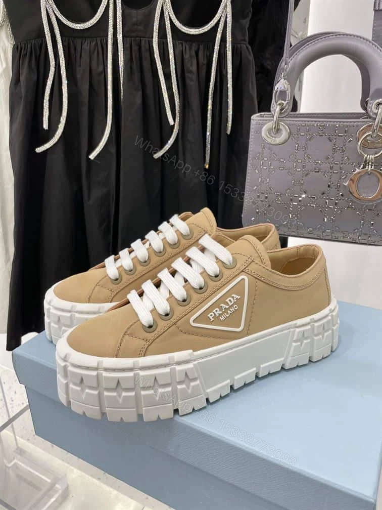 View 4 of PRADA DOUBLE WHEEL RE-NYLON GABARDINE SNEAKERS BEIGE – PRD087